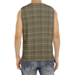 Sage Green Tattersall Pattern Print Men's Fitness Tank Top
