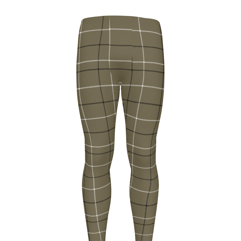Sage Green Tattersall Pattern Print Men's leggings