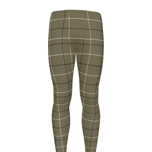 Sage Green Tattersall Pattern Print Men's leggings