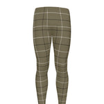 Sage Green Tattersall Pattern Print Men's leggings