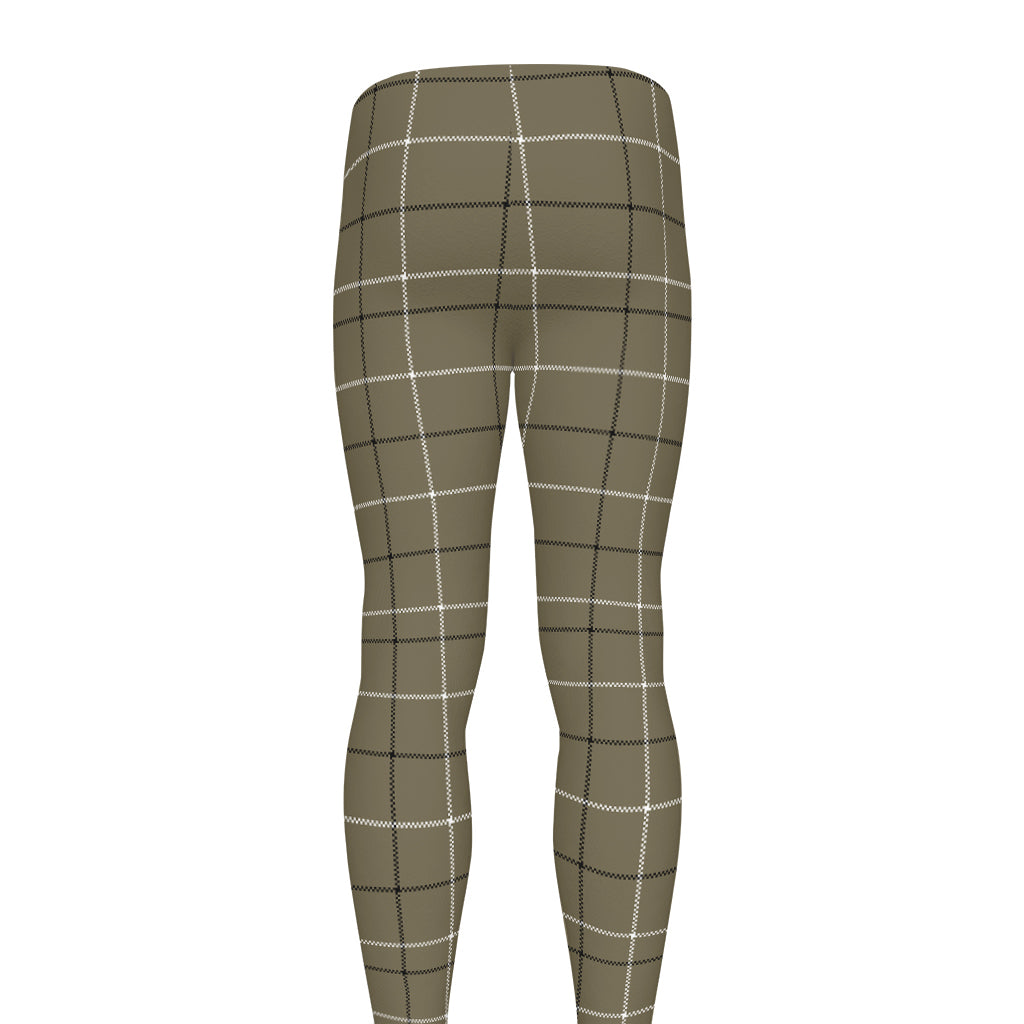 Sage Green Tattersall Pattern Print Men's leggings