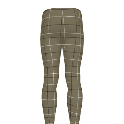 Sage Green Tattersall Pattern Print Men's leggings