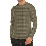 Sage Green Tattersall Pattern Print Men's Long Sleeve Rash Guard
