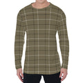 Sage Green Tattersall Pattern Print Men's Long Sleeve T-Shirt