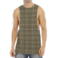 Sage Green Tattersall Pattern Print Men's Muscle Tank Top