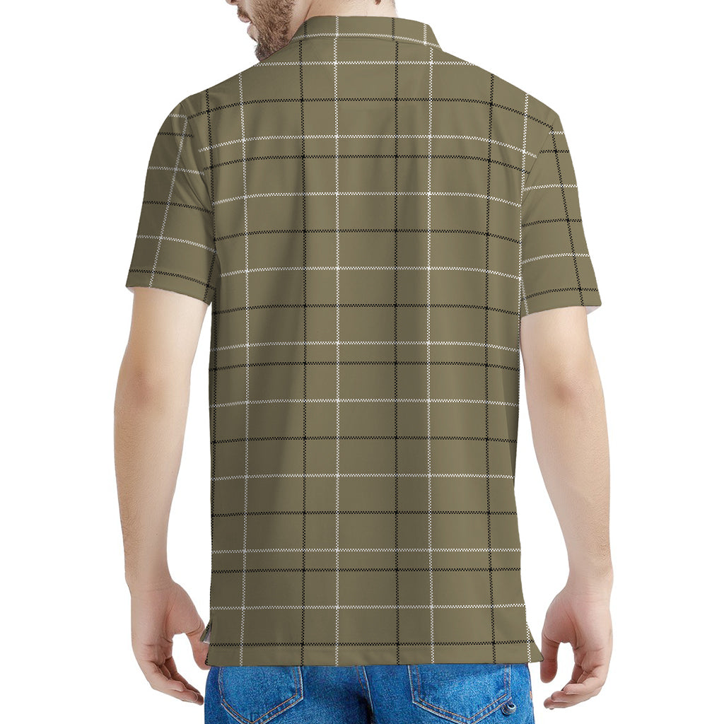 Sage Green Tattersall Pattern Print Men's Polo Shirt