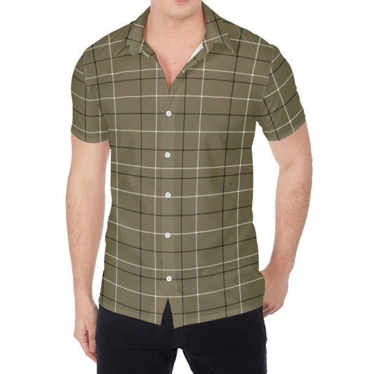 Sage Green Tattersall Pattern Print Men's Shirt