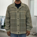 Sage Green Tattersall Pattern Print Men's Shirt Jacket
