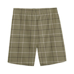 Sage Green Tattersall Pattern Print Men's Sports Shorts