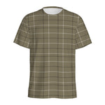 Sage Green Tattersall Pattern Print Men's Sports T-Shirt