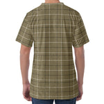 Sage Green Tattersall Pattern Print Men's Velvet T-Shirt