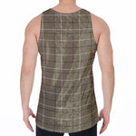 Sage Green Tattersall Pattern Print Men's Velvet Tank Top