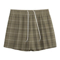 Sage Green Tattersall Pattern Print Mesh Shorts