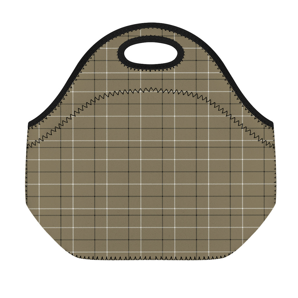 Sage Green Tattersall Pattern Print Neoprene Lunch Bag