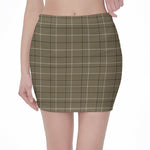 Sage Green Tattersall Pattern Print Pencil Mini Skirt