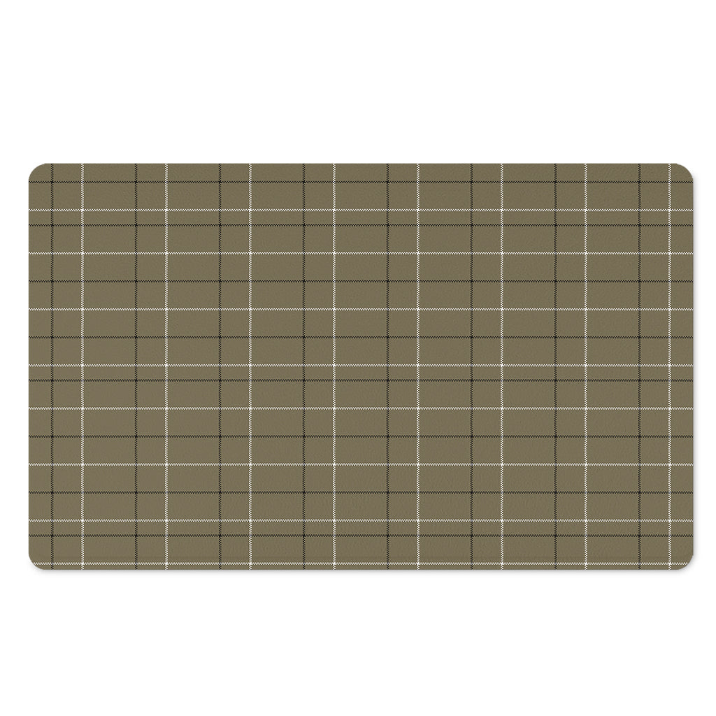 Sage Green Tattersall Pattern Print Polyester Doormat