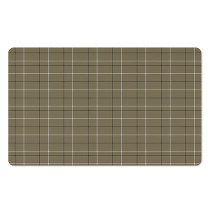 Sage Green Tattersall Pattern Print Polyester Doormat