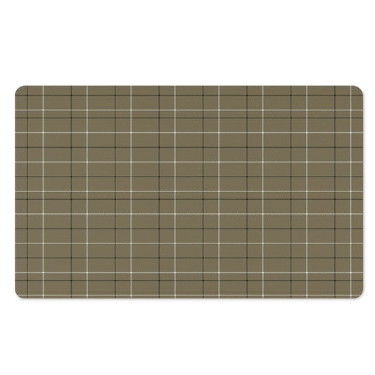 Sage Green Tattersall Pattern Print Polyester Doormat