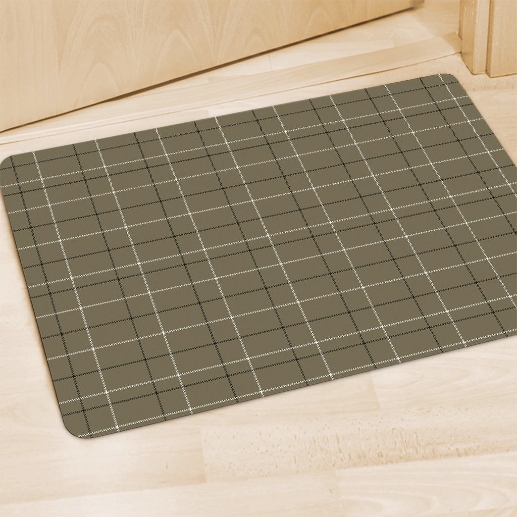 Sage Green Tattersall Pattern Print Polyester Doormat