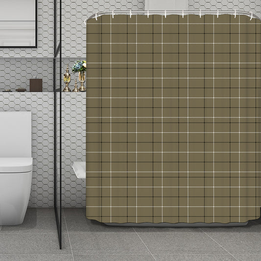 Sage Green Tattersall Pattern Print Polyester Shower Curtain