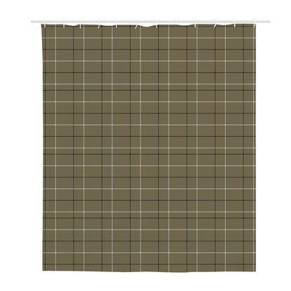 Sage Green Tattersall Pattern Print Polyester Shower Curtain