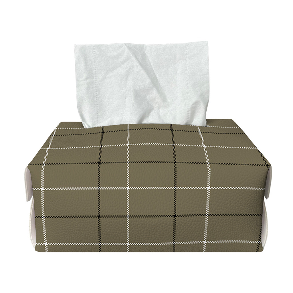 Sage Green Tattersall Pattern Print Rectangle Tissue Box Cover