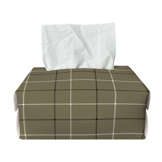 Sage Green Tattersall Pattern Print Rectangle Tissue Box Cover