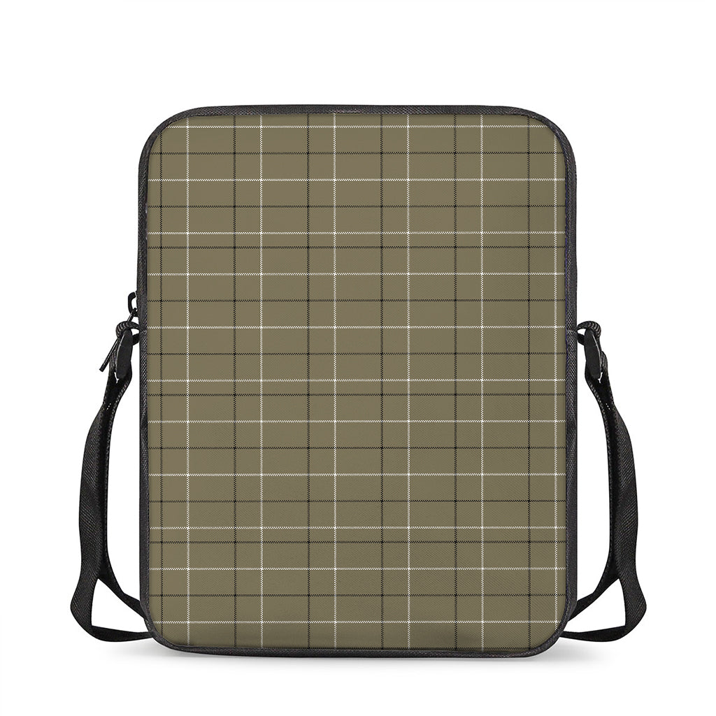 Sage Green Tattersall Pattern Print Rectangular Crossbody Bag