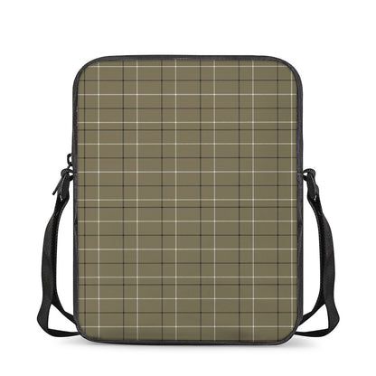 Sage Green Tattersall Pattern Print Rectangular Crossbody Bag