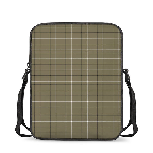 Sage Green Tattersall Pattern Print Rectangular Crossbody Bag