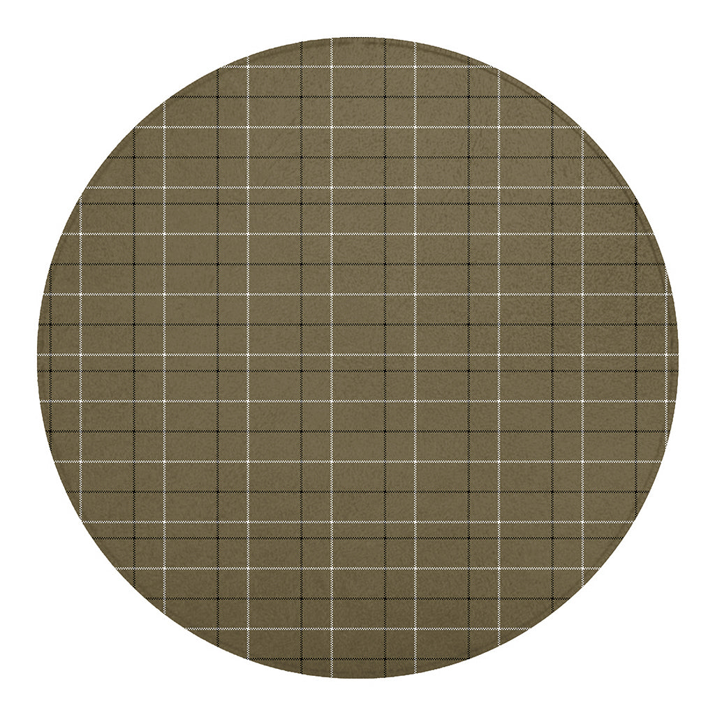 Sage Green Tattersall Pattern Print Round Blanket
