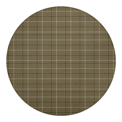 Sage Green Tattersall Pattern Print Round Blanket