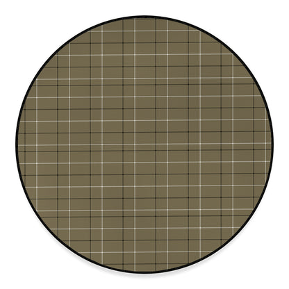 Sage Green Tattersall Pattern Print Round Floor Mat