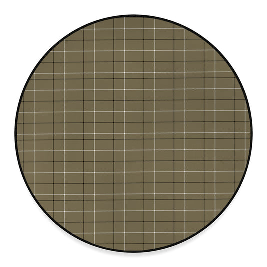Sage Green Tattersall Pattern Print Round Floor Mat
