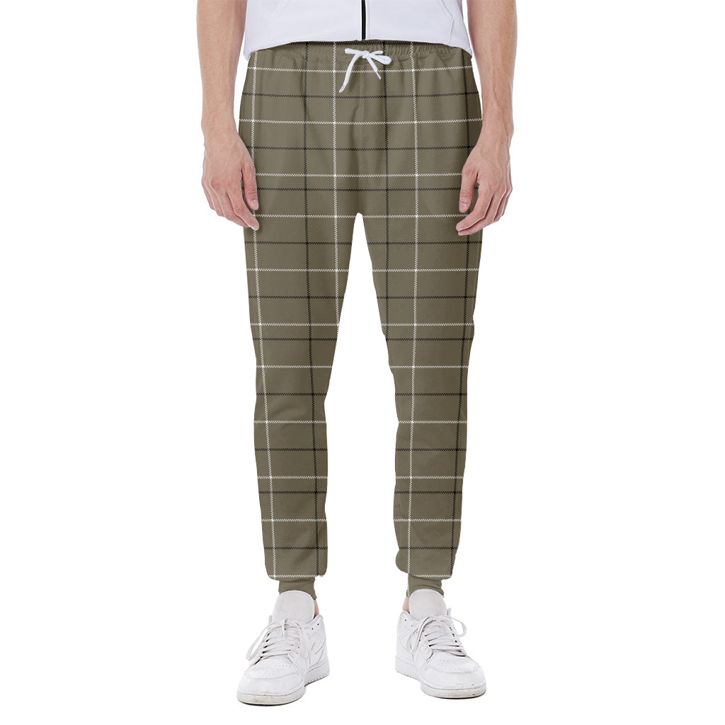 Sage Green Tattersall Pattern Print Scuba Joggers