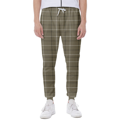 Sage Green Tattersall Pattern Print Scuba Joggers