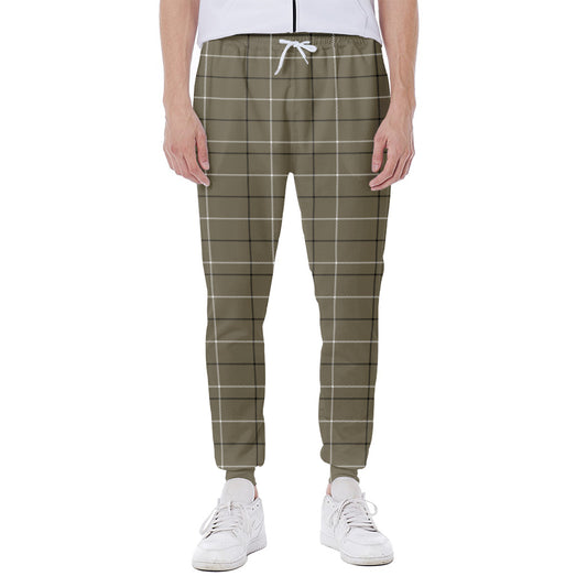 Sage Green Tattersall Pattern Print Scuba Joggers