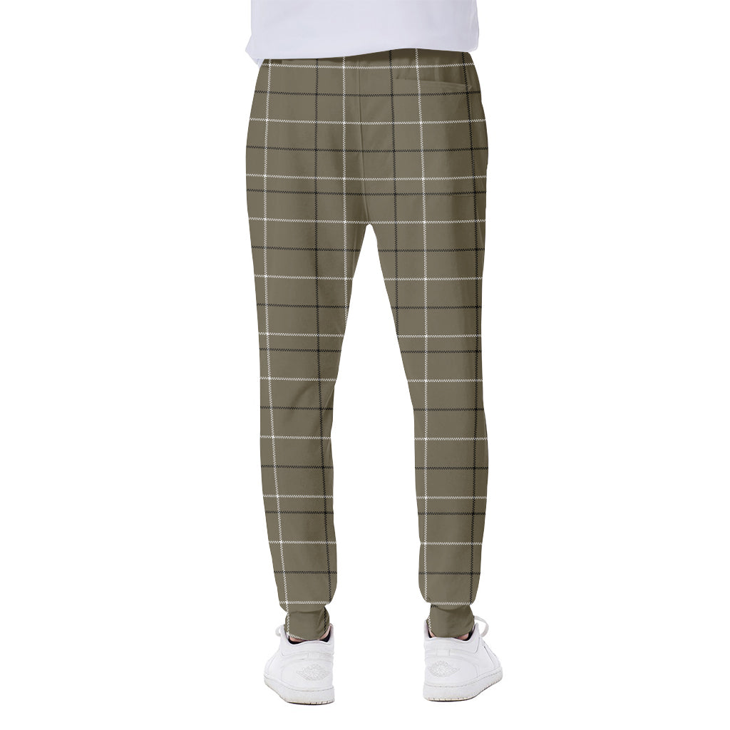 Sage Green Tattersall Pattern Print Scuba Joggers