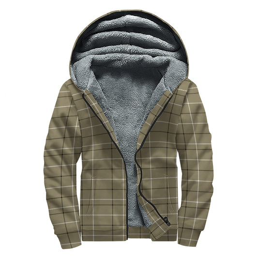 Sage Green Tattersall Pattern Print Sherpa Lined Zip Up Hoodie