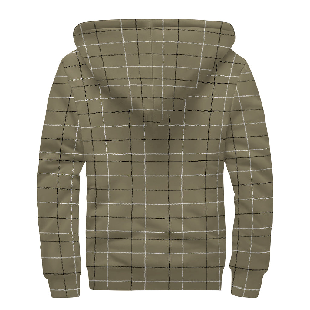 Sage Green Tattersall Pattern Print Sherpa Lined Zip Up Hoodie