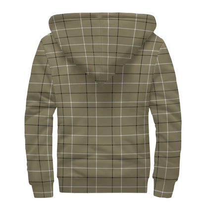Sage Green Tattersall Pattern Print Sherpa Lined Zip Up Hoodie