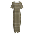 Sage Green Tattersall Pattern Print Short Sleeve Long Nightdress