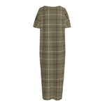 Sage Green Tattersall Pattern Print Short Sleeve Long Nightdress