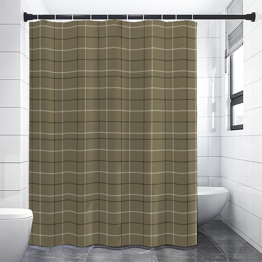 Sage Green Tattersall Pattern Print Shower Curtain