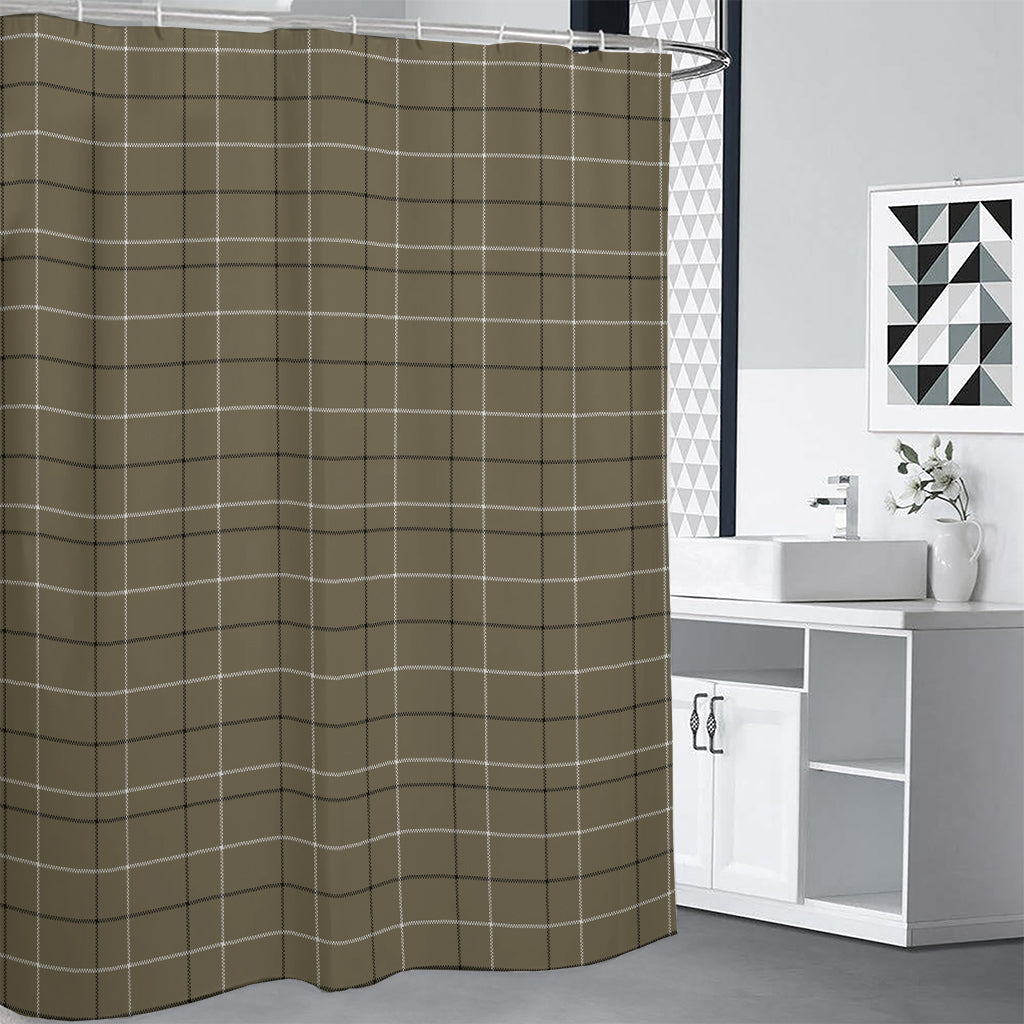 Sage Green Tattersall Pattern Print Shower Curtain