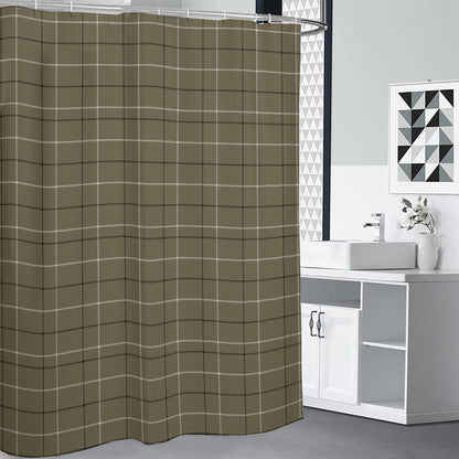 Sage Green Tattersall Pattern Print Shower Curtain