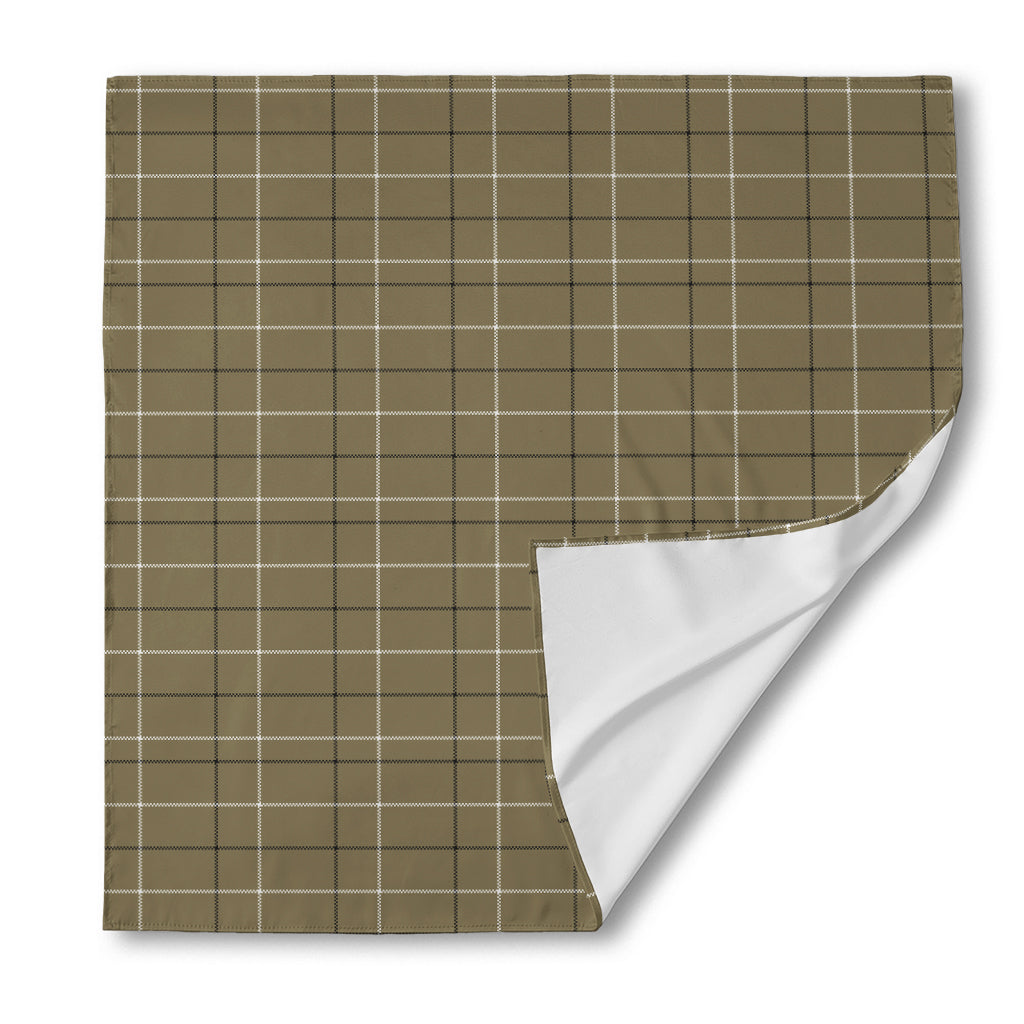 Sage Green Tattersall Pattern Print Silk Bandana