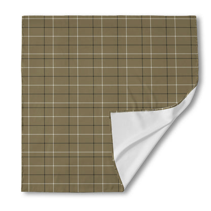 Sage Green Tattersall Pattern Print Silk Bandana