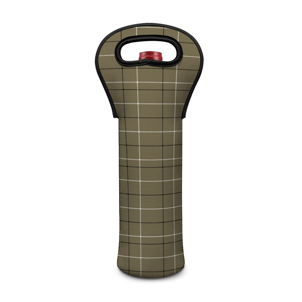 Sage Green Tattersall Pattern Print Single Neoprene Wine Tote