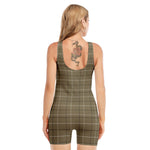 Sage Green Tattersall Pattern Print Sleeveless One Piece Swimsuit